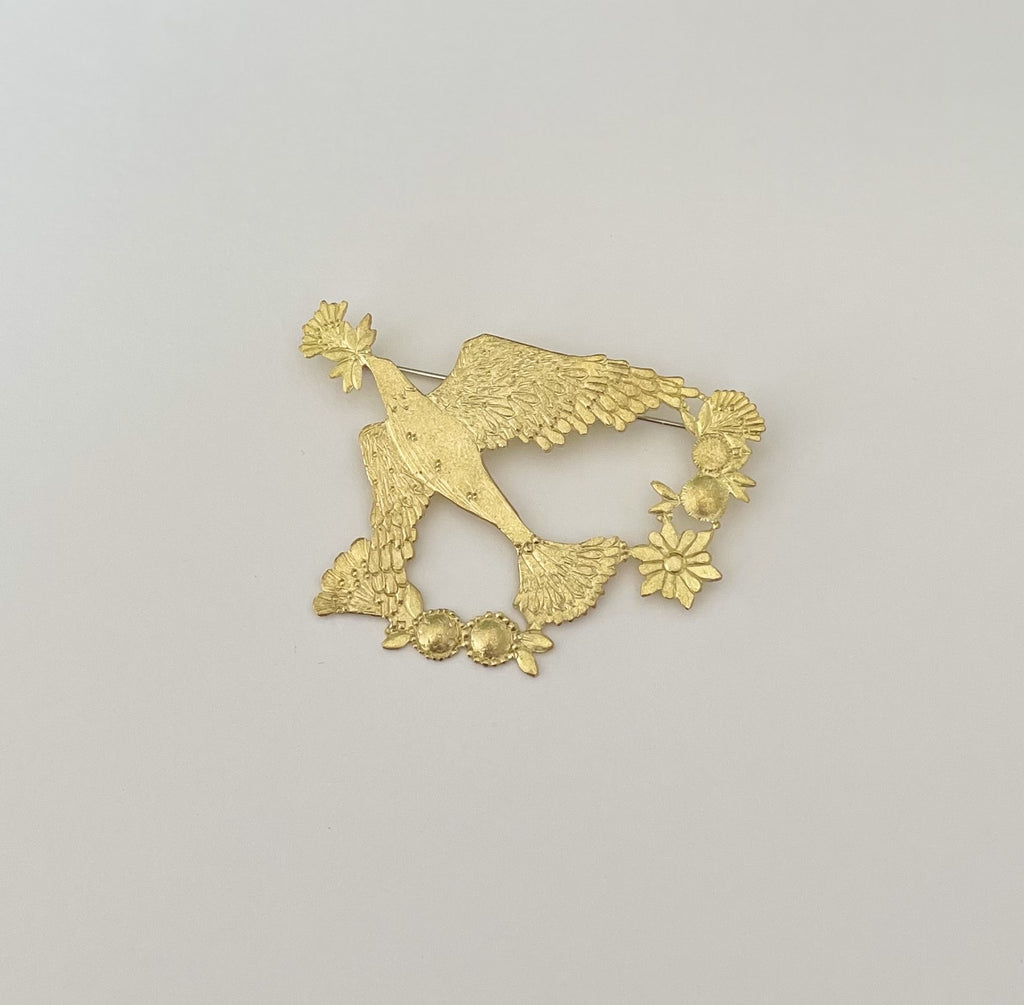 bird and flower brooch size L