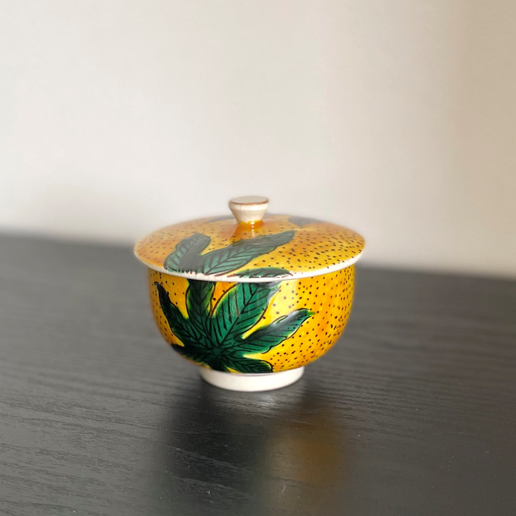 古九谷写し絵 蓋つき茶碗