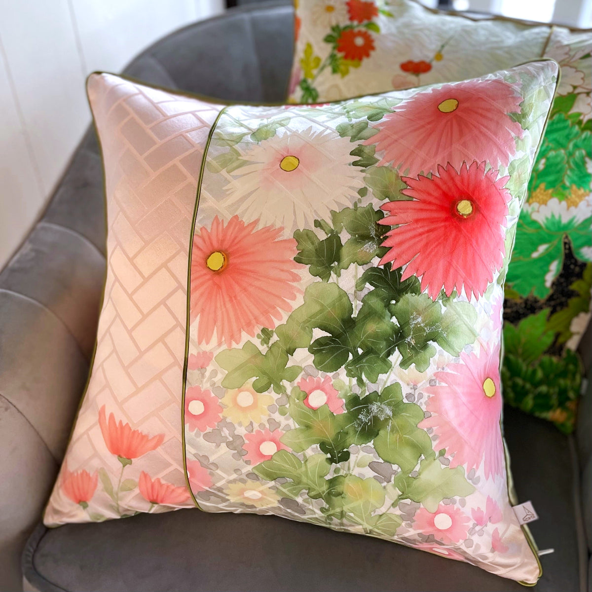 Vintage Kimono Cushion Cover Daisy②