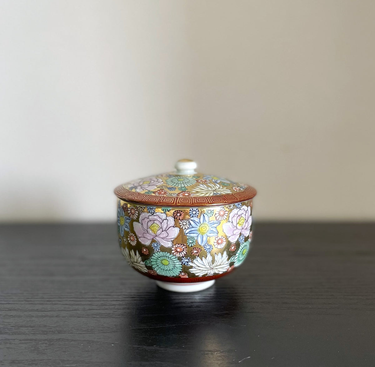 Kutani Flower Stuffed Vintage Candle