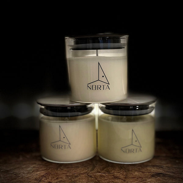 Massage oil candle, glass pot